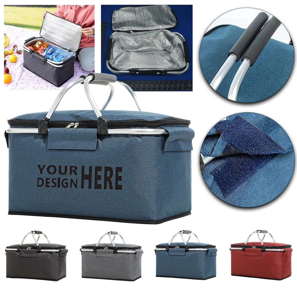 Portable Large Capacity Cooler Basket Outdoor Food Tote 1