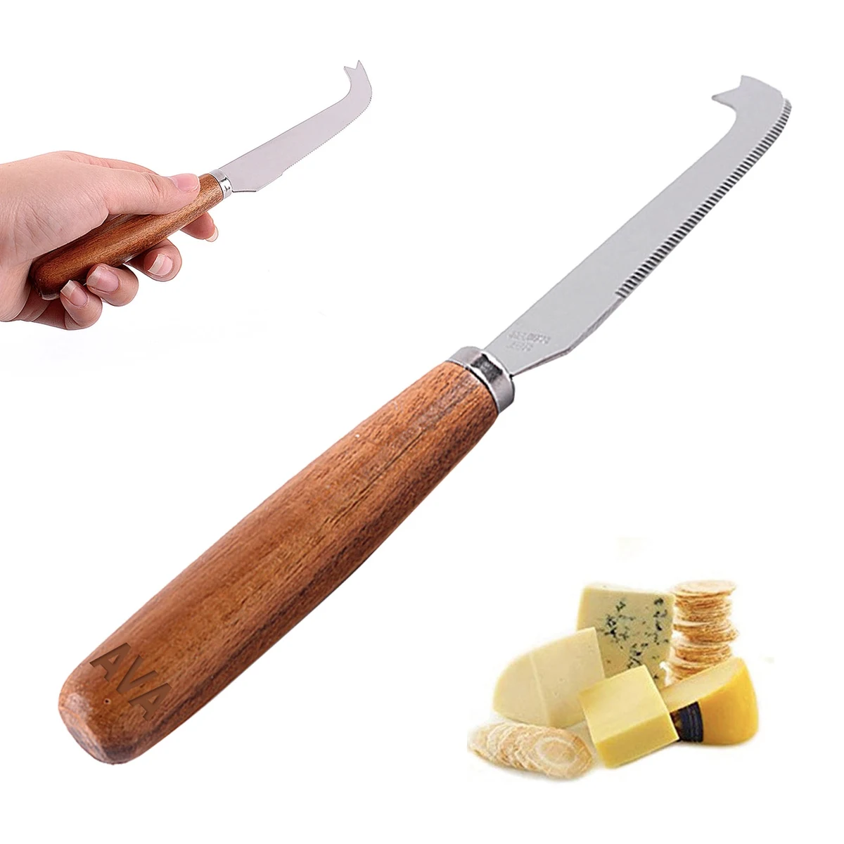 Stainless Steel Cheese Knife With Oak Handle 1