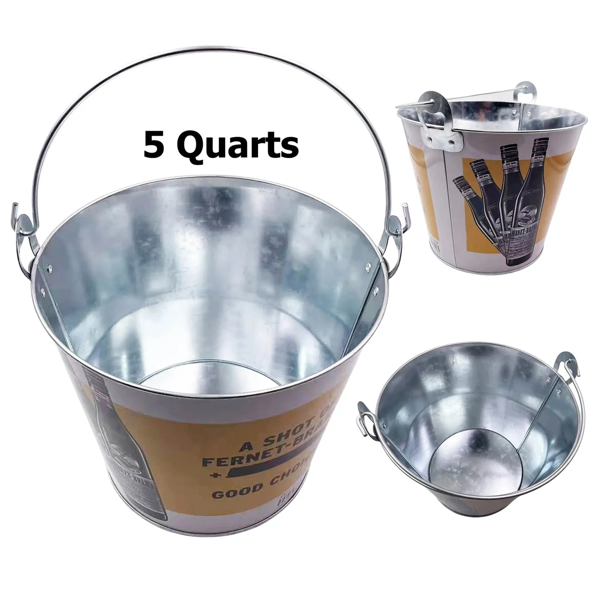 5 Quarts Galvanized Iron Beer Ice Bucket 1