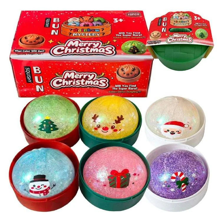 Squishy Christmas Glitter Dumpling Assorted - 3.3" 1