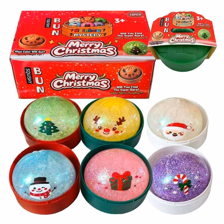 Squishy Christmas Glitter Dumpling Assorted - 3.3"