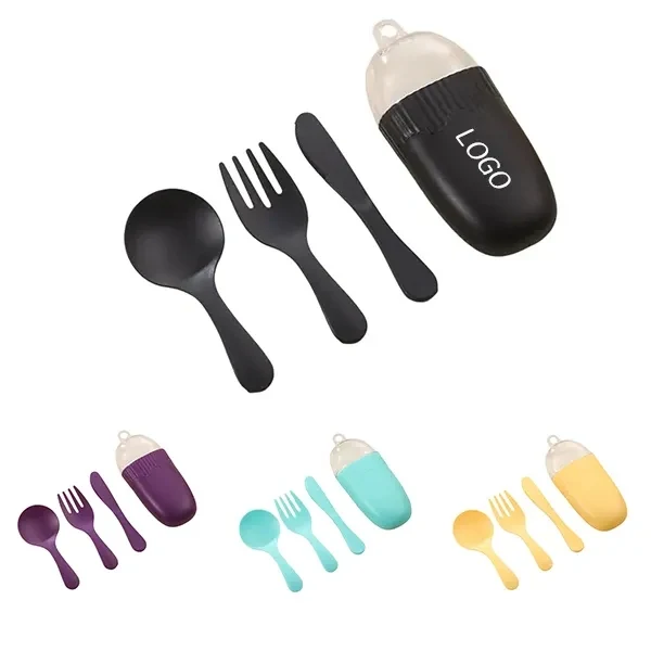 Portable Plastic Cutlery Set with 3 Piece Travel Utensils 1