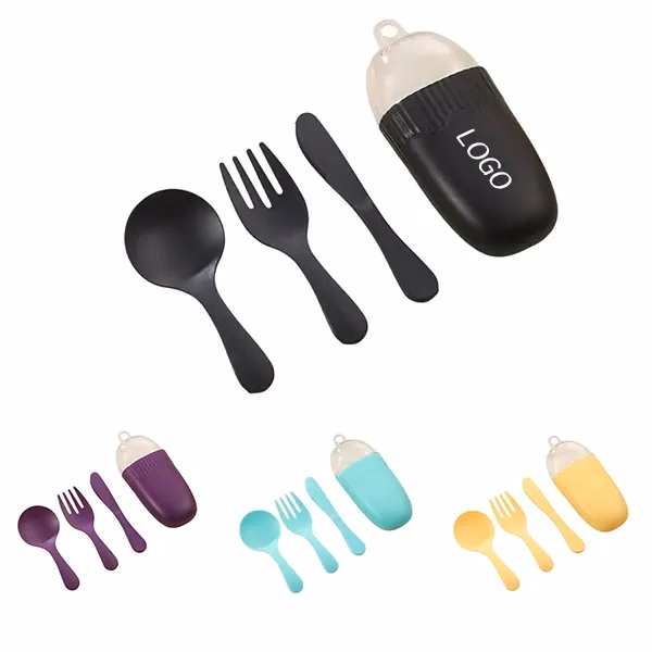 Portable Plastic Cutlery Set with 3 Piece Travel Utensils