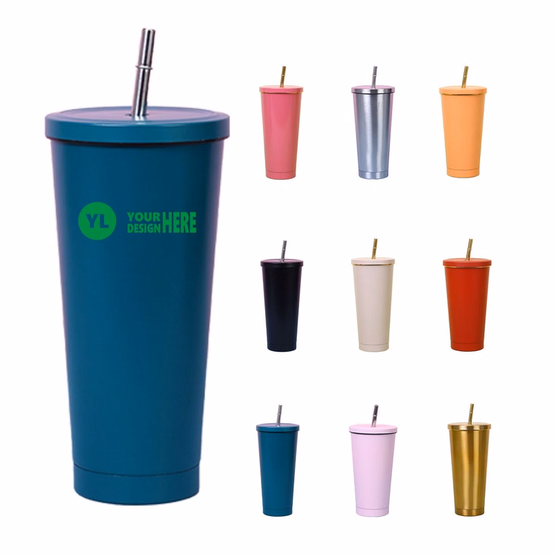 Insulated Portable Straw Tumbler With Rim