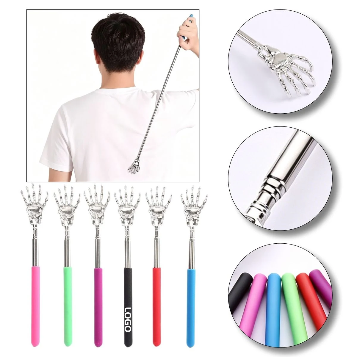 Extendable 22 Inch Metal Skeleton Hand Backscratcher 1