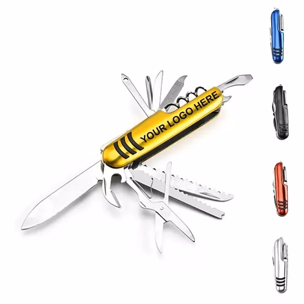 Custom 11-in-1 Stainless Steel Folding Multi Tool — Laser-Engraved Pocket Knife