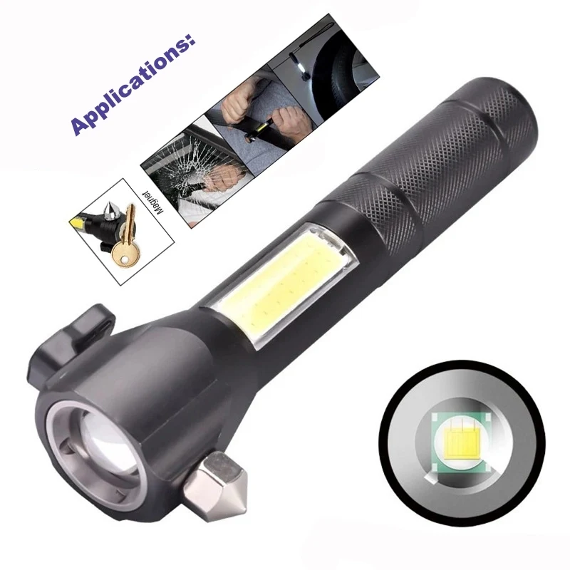 Rechargeable Cob Flashlight/Safety Tool 1