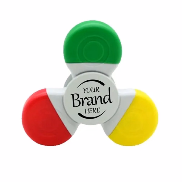 Custom Spinner Highlighter Trio with Fidget Stress Relief — Office & Tradeshow Multi-Color Pen