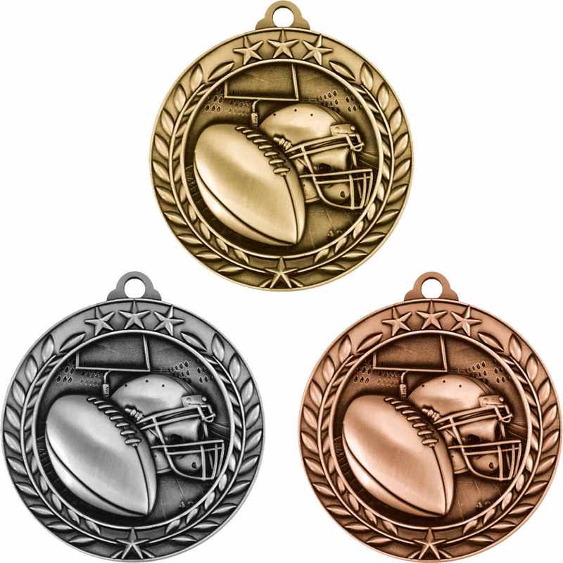 Stock Small Academic & Sports Laurel Medals: Football