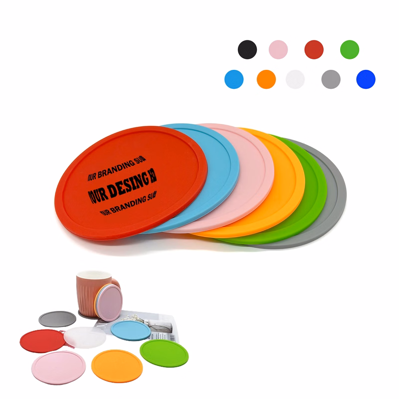 MOQ100 Custom Reusable Round Silicone Coasters
