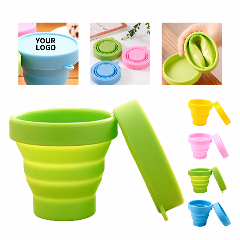 Collapsible Travel Cup With Lid 3 x 1.8 x 2.8"