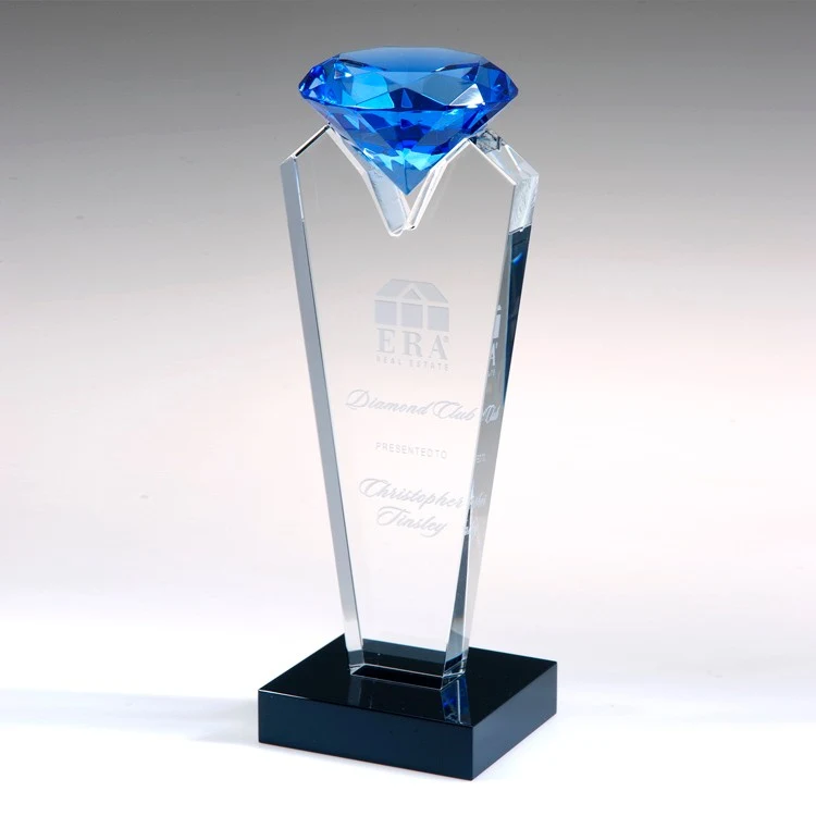 8" Blue Rising Diamond Crystal Award_D115CA 1
