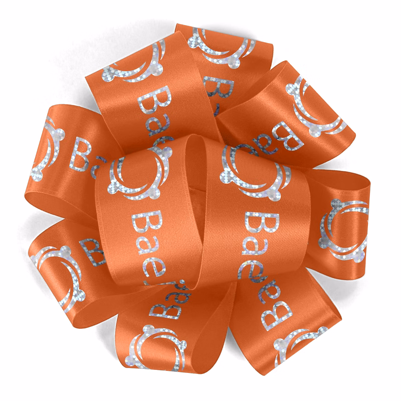 1 1/2" Badge Satin Bow - Foil Print