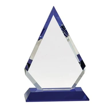 Diamond Optic Crystal Award with Blue Base 1