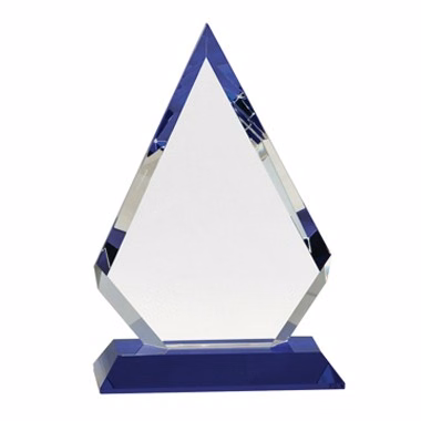 Diamond Optic Crystal Award with Blue Base