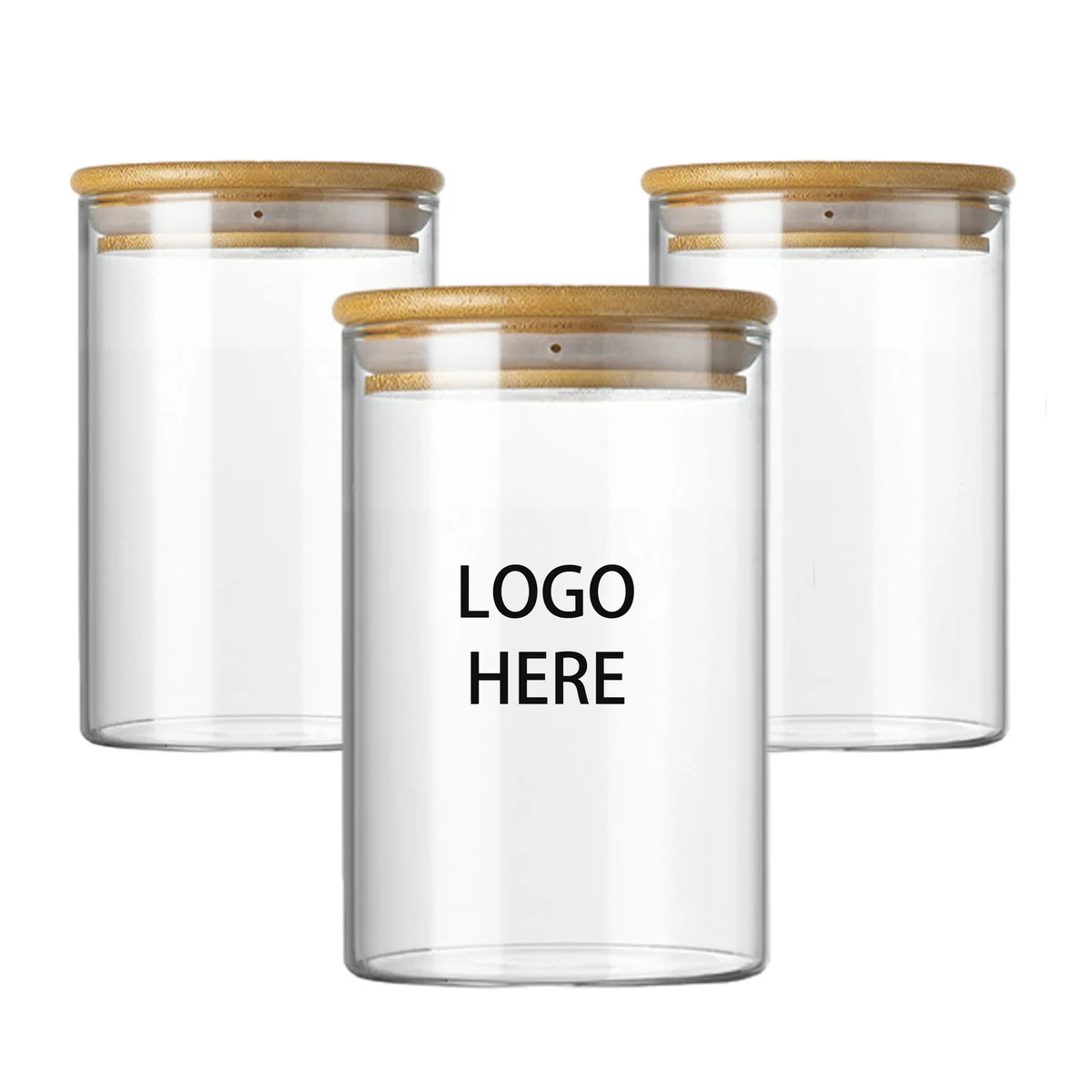 Clear Glass Canister With Bamboo Lid 1