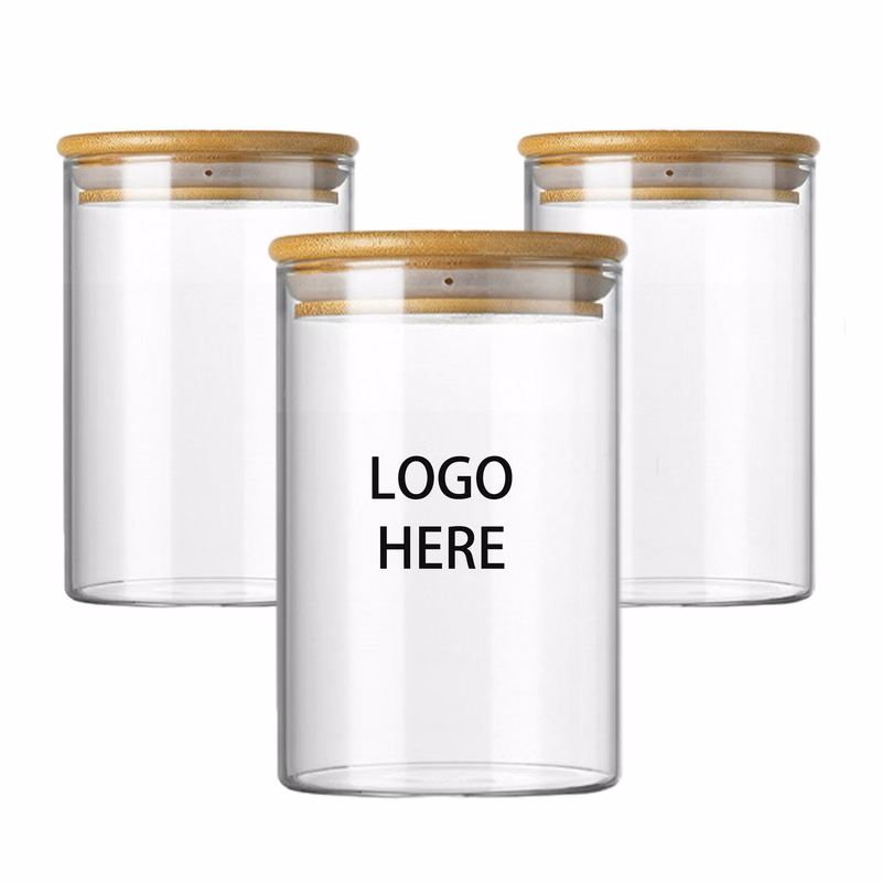 Clear Glass Canister With Bamboo Lid