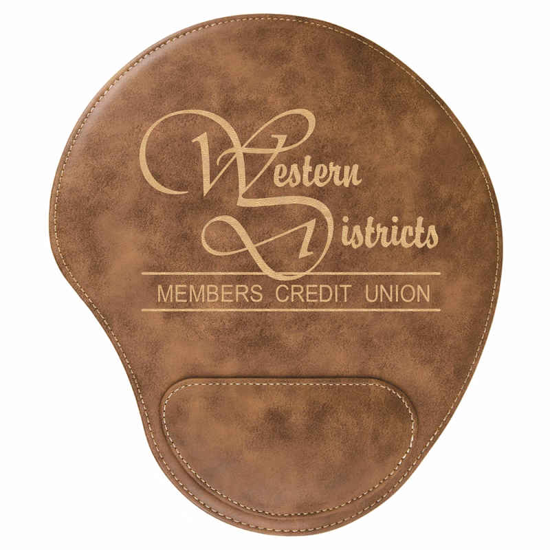 Laser Engraved Leatherette Mouse Pads w/ Wrist Rest 9"x10.25"
