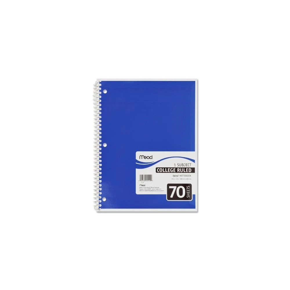 1 Subject Spiral Notebook - College Ruled 70 Sheets 6 Assorted Colors 1