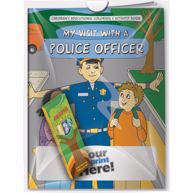Combo Pack - CB1006 Coloring Book & 4-Pack of Crayons (Imprinted) in a Poly Bag