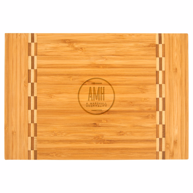 12" x 8" Bamboo Cutting Board w/ Butcher Block Inlay