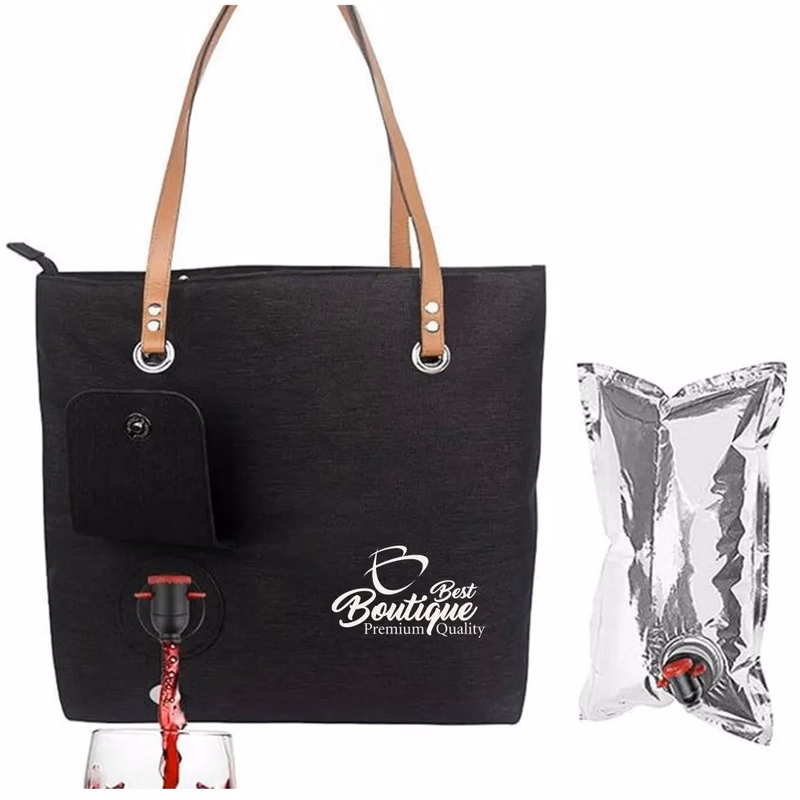 Leakproof Insulated Wine ToteBag w/ Hidden Spout Compartment