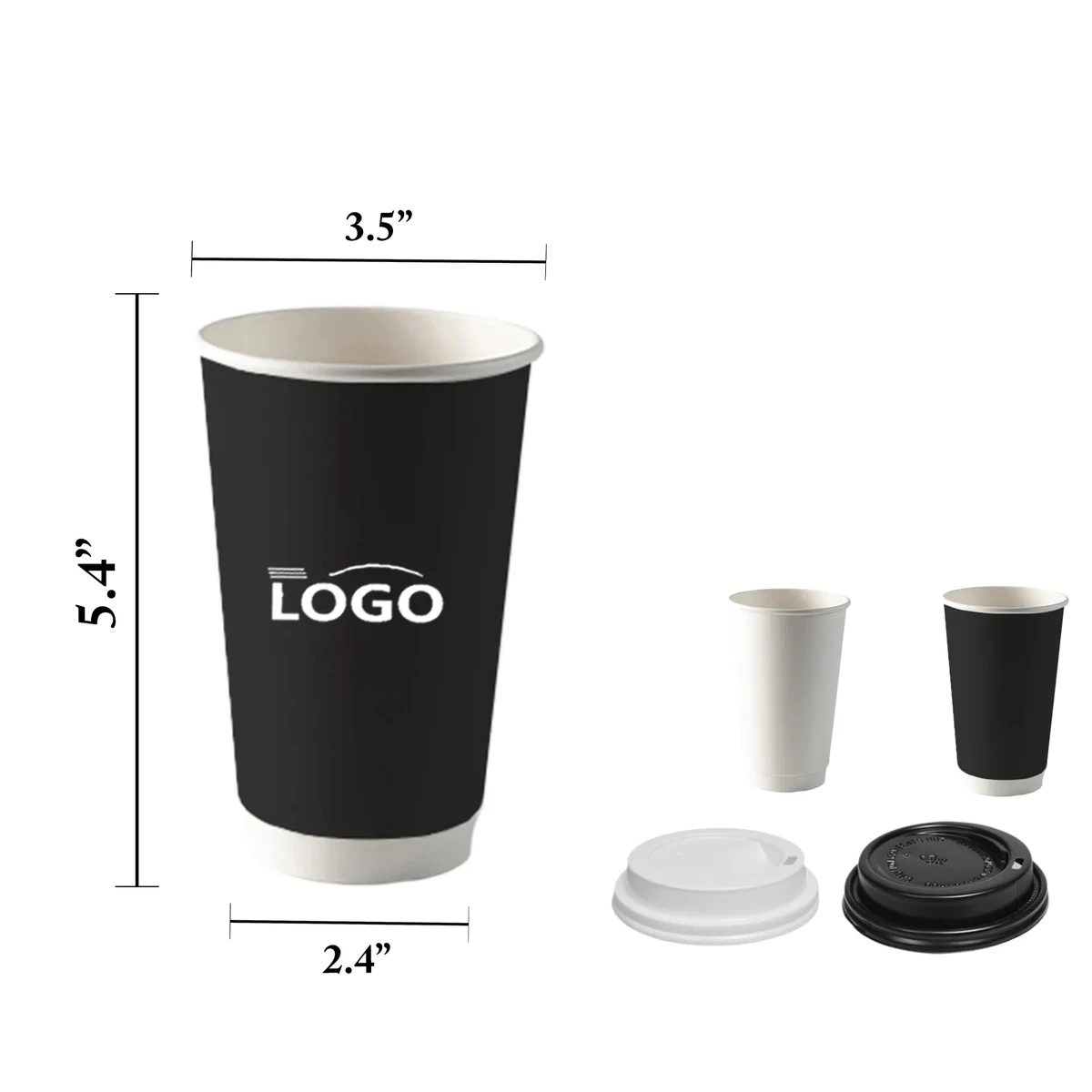MOQ500 Disposable Thick Double-Layered Coffee Cups Insulated 1