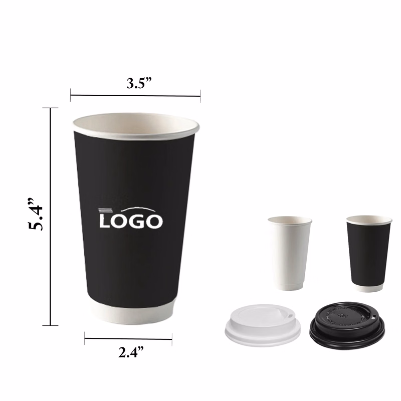 MOQ500 Disposable Thick Double-Layered Coffee Cups Insulated