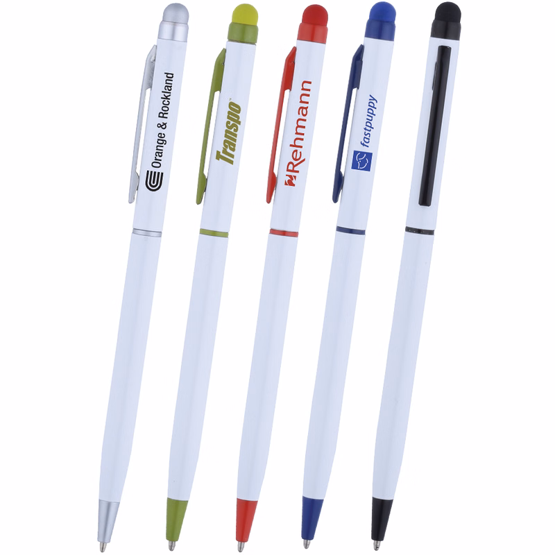 Slim Thin Metal Twist Action Stylus Ballpoint Pen
