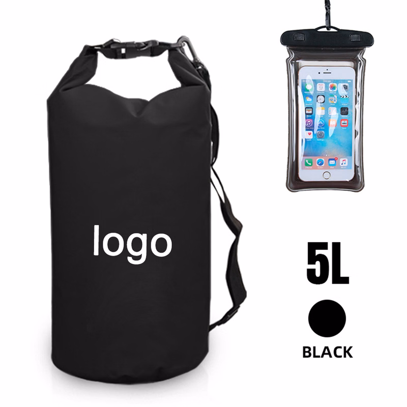 Outdoor Adventure Waterproof PVC Dry Bag with Phone Case - 5L Capacity