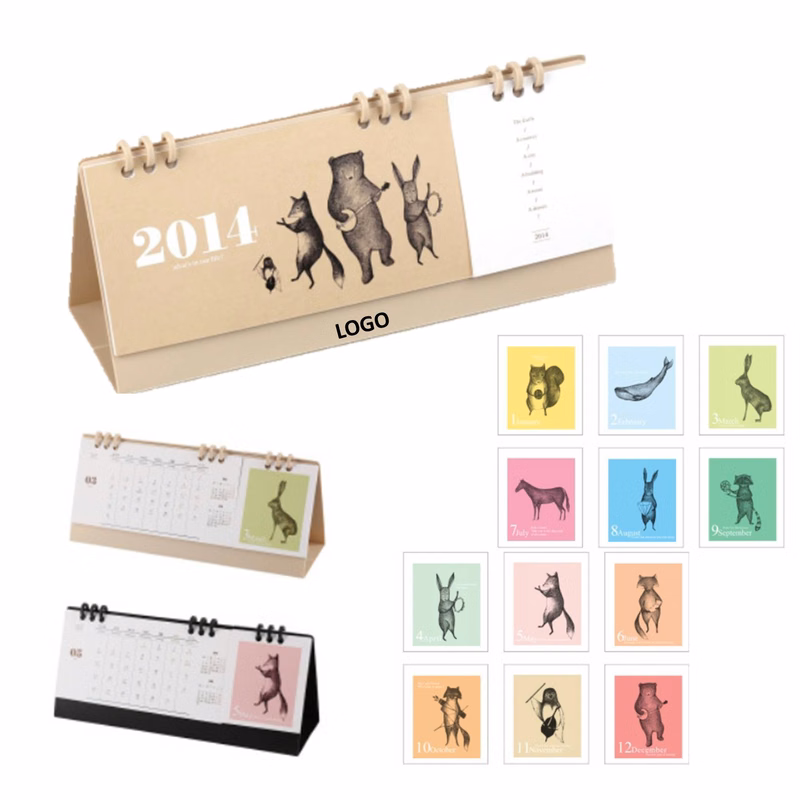 Notepad Desk Calendar With Art Animals Printing
