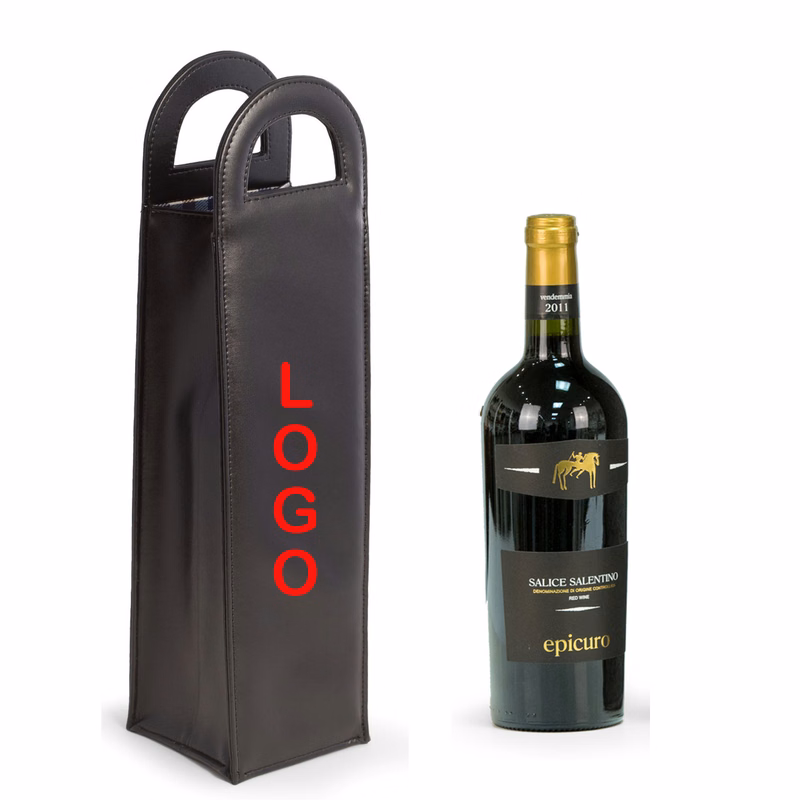 Black Leatherette Bottle Caddy with Holders