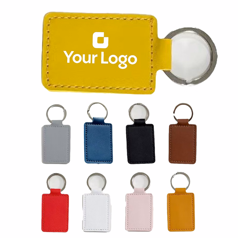 Premium Soft Custom Logo PU Leather Key Fob Tag