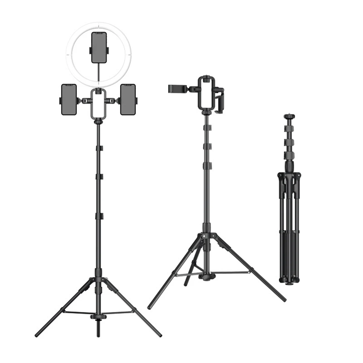 Ring Light with Live Stream Stand with 2Phone Holders 1