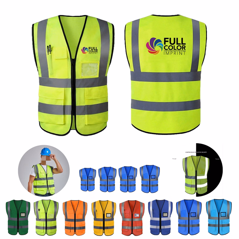 High-Visibility Polyester Safety Vest With Reflective Stripes