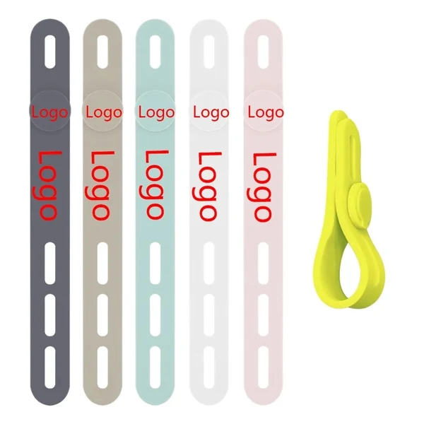 Custom 4.2 Inch Silicone Elastic Cable Ties with Round Hole Design — Cord Organizer 1