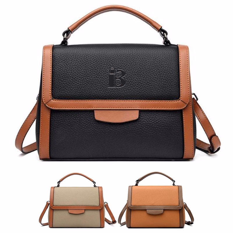 Genuine leather square crossbody bag handbag for woman