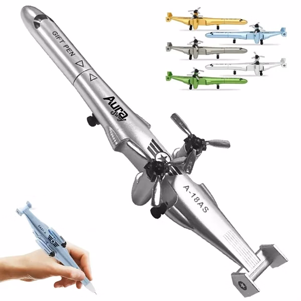 Custom Airplane Shaped Ballpoint Pen with Rotating Propeller — Aviation Promotional Gift