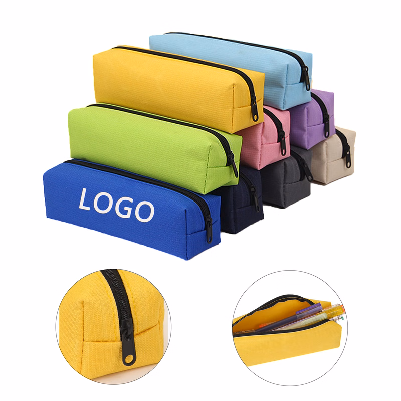 Oxford Cloth Solid Color Durable Zipper Pencil Case