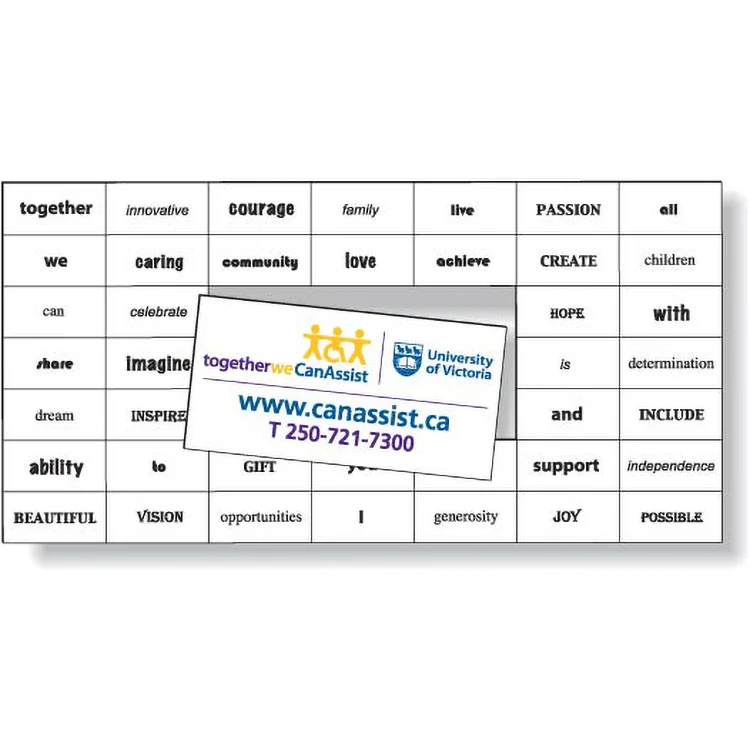 Magnetic Word Set (41 pieces), Screen-printed, White Matte Vinyl Topcoat 1