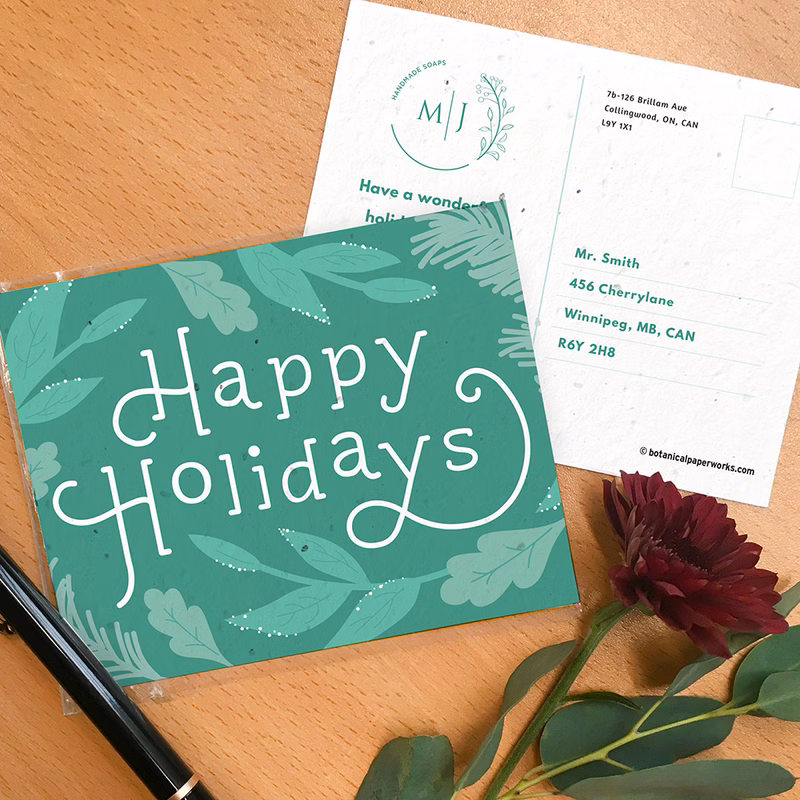 Gorgeous Greenery Plantable Holiday Postcards