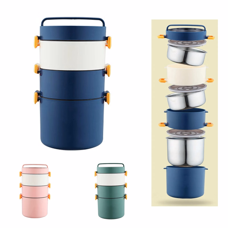 Circular Stainless Steel Insulated three Layer Lunch Box