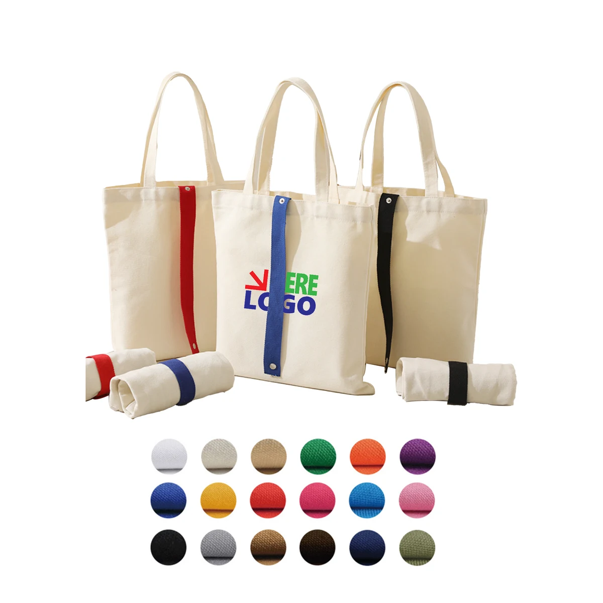 Durable Solid color Canvas Tote Bag, custom tote bag with logo imprint 1
