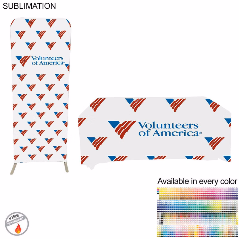 Tradeshow Booth Package Sleek, 2'wide Skinny EuroFit Tension Fabric Banner + PREMIUM 6' Tablecloth