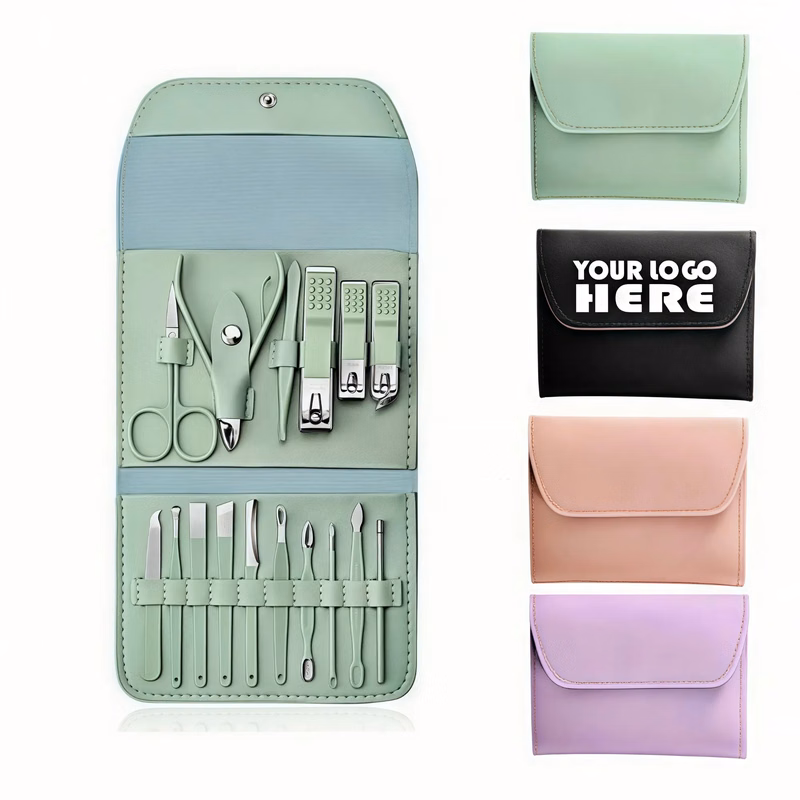 16 Pieces Leather Manicure Kit