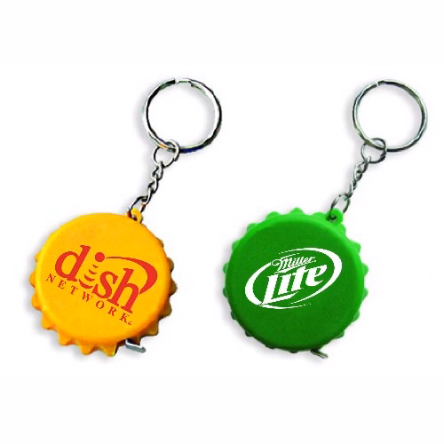 Bottle cap shape tape measure with key chain