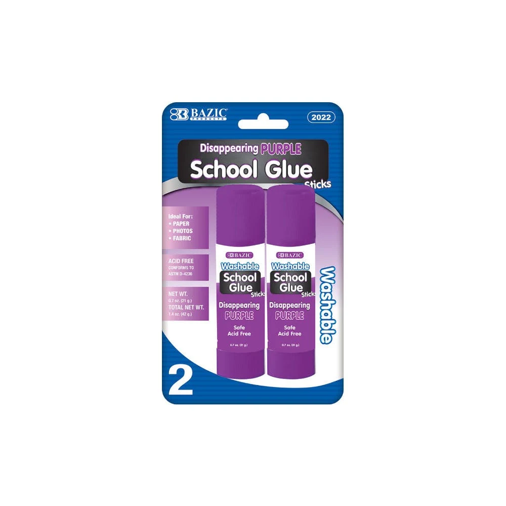 Glue Sticks - 2 Count Disappearing Purple Washable 1
