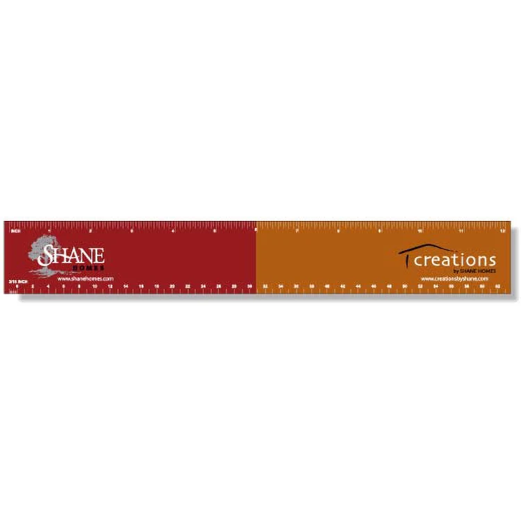 .020 White Plastic Ruler 1.75"x12.25" Rectangle / Square Corner, Spot Colour 1