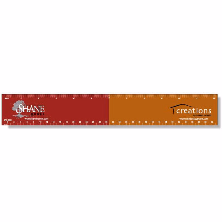 .020 White Plastic Ruler 1.75"x12.25" Rectangle / Square Corner, Spot Colour