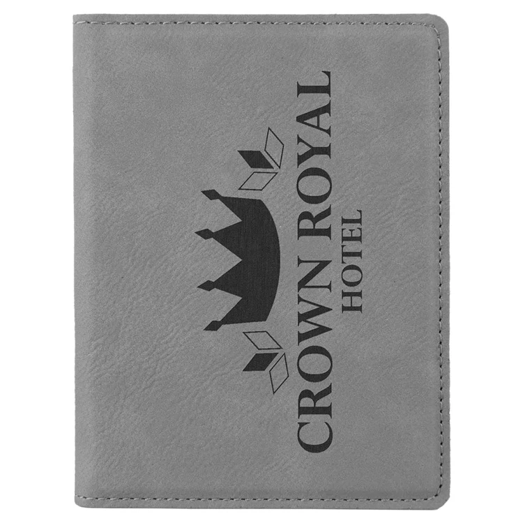 4 1/4" x 5 1/2" Gray Leatherette Passport Holder 1